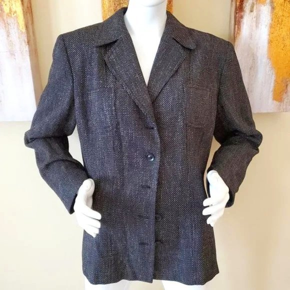 Larry Levine Signature Black Button Front Blazer SZ 18 - Picture 1 of 8